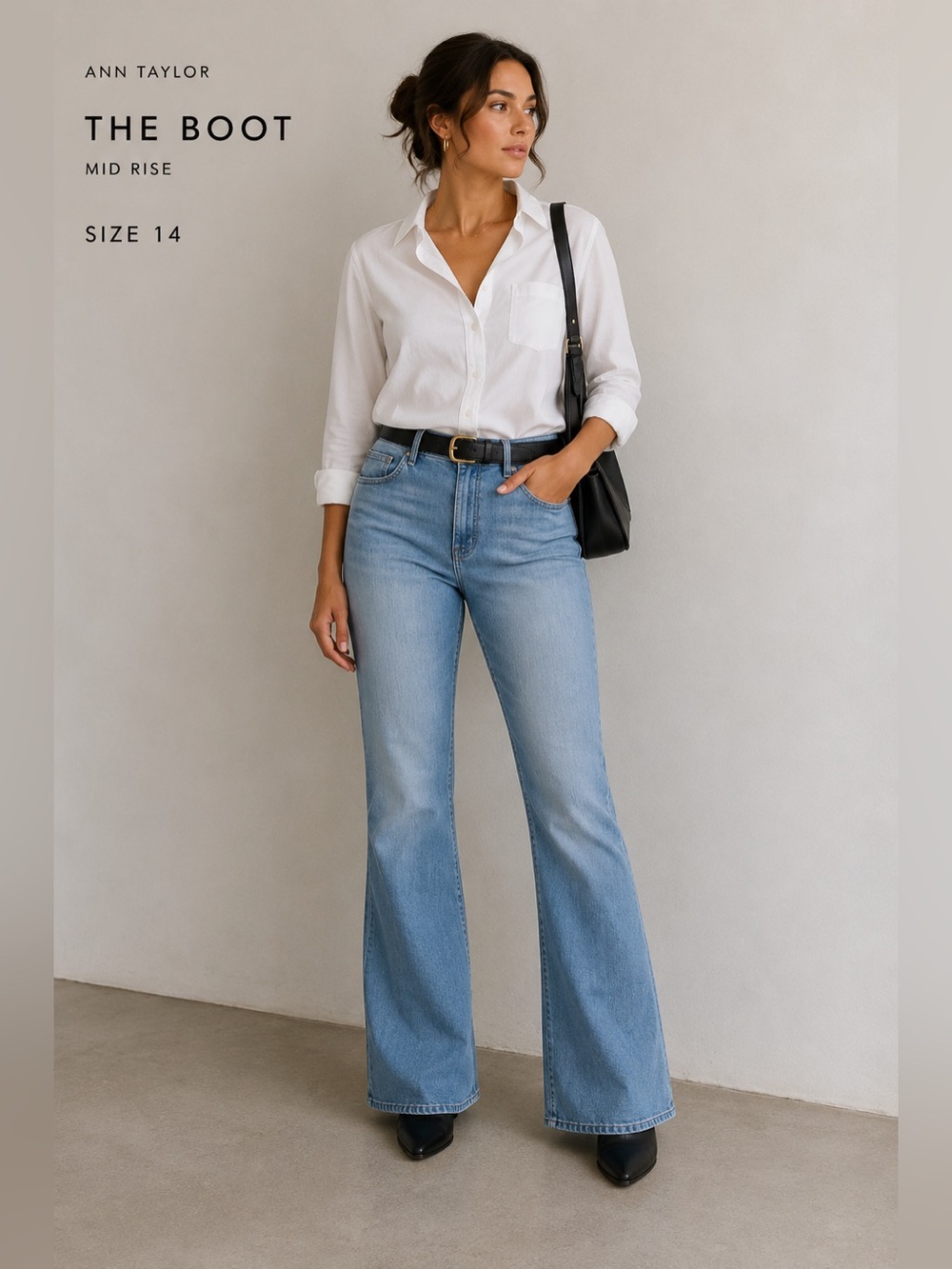 Ann Taylor The Boot Mid Rise Jeans Size 14 Light Wash Stretch Bootcut NWT